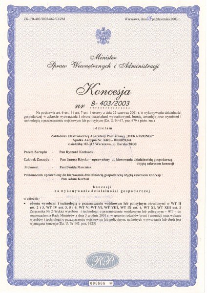 Concession for Meratronik S.A.