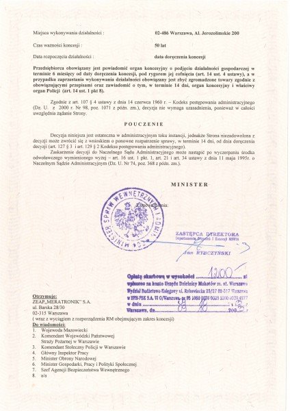 Concession for Meratronik S.A. #2