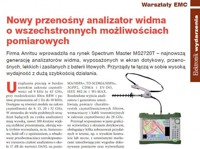 MS2720T Spectrum analyzers - prezentation on Electronic Magazine